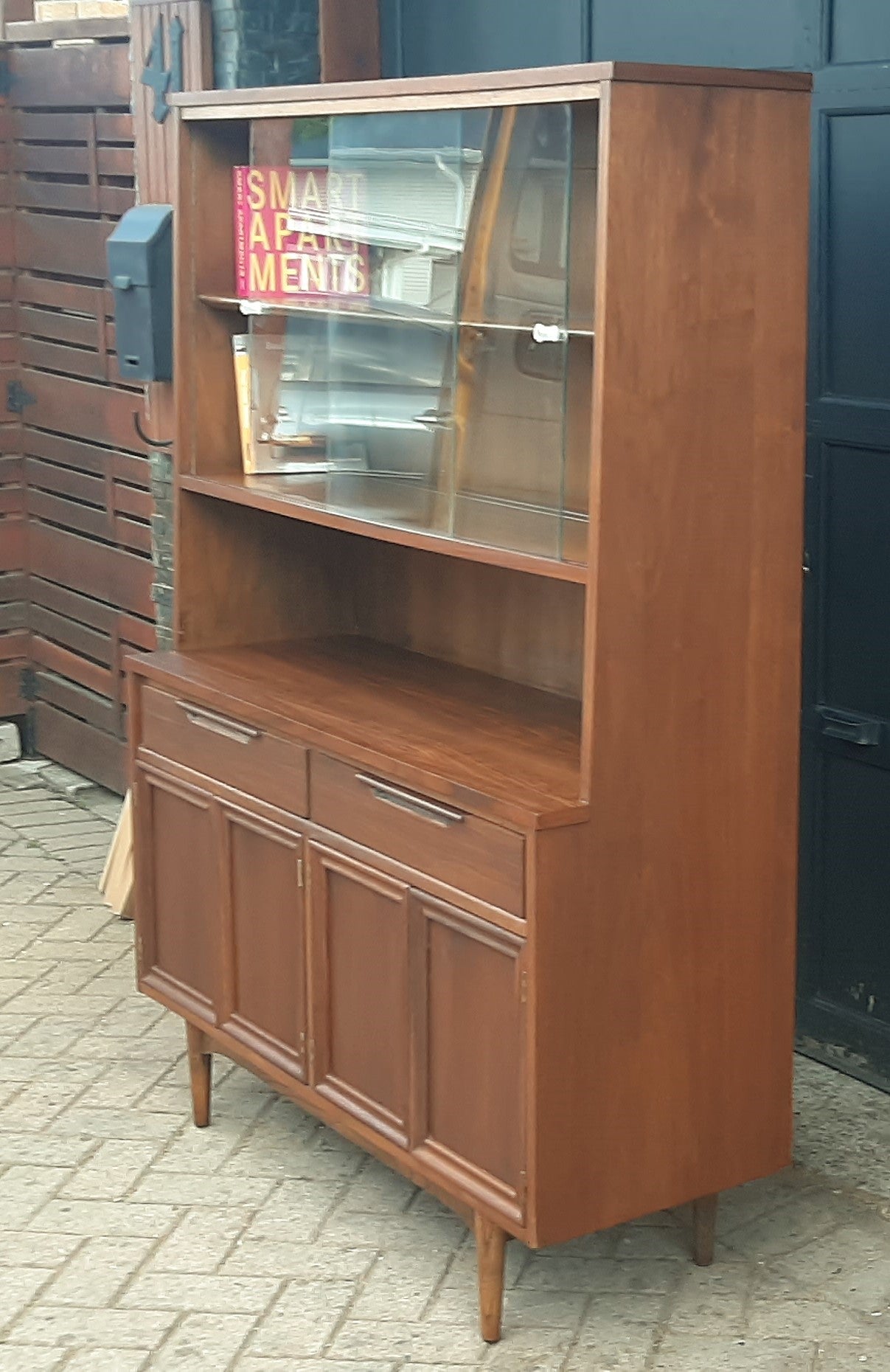 REFINISHED  MCM Walnut Highboard 48" PERFECT, compact & narrow
