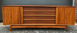 REFINISHED Mid Century Modern Walnut Media Record Player Console 74.5