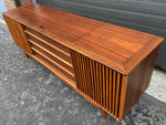 REFINISHED Mid Century Modern Walnut Media Record Player Console 74.5