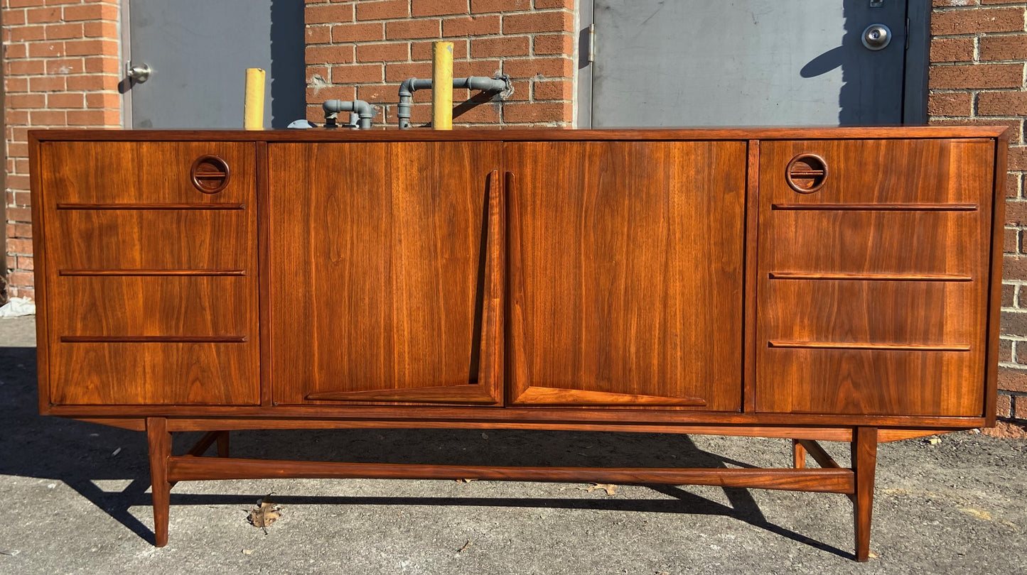 REFINISHED Mid Century Modern Walnut Sideboard 70", Perfect