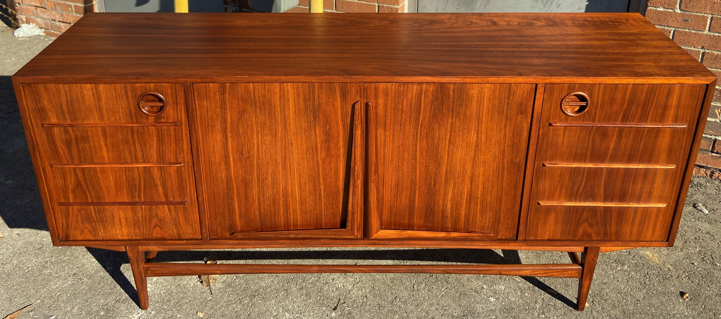 REFINISHED Mid Century Modern Walnut Sideboard 70", Perfect