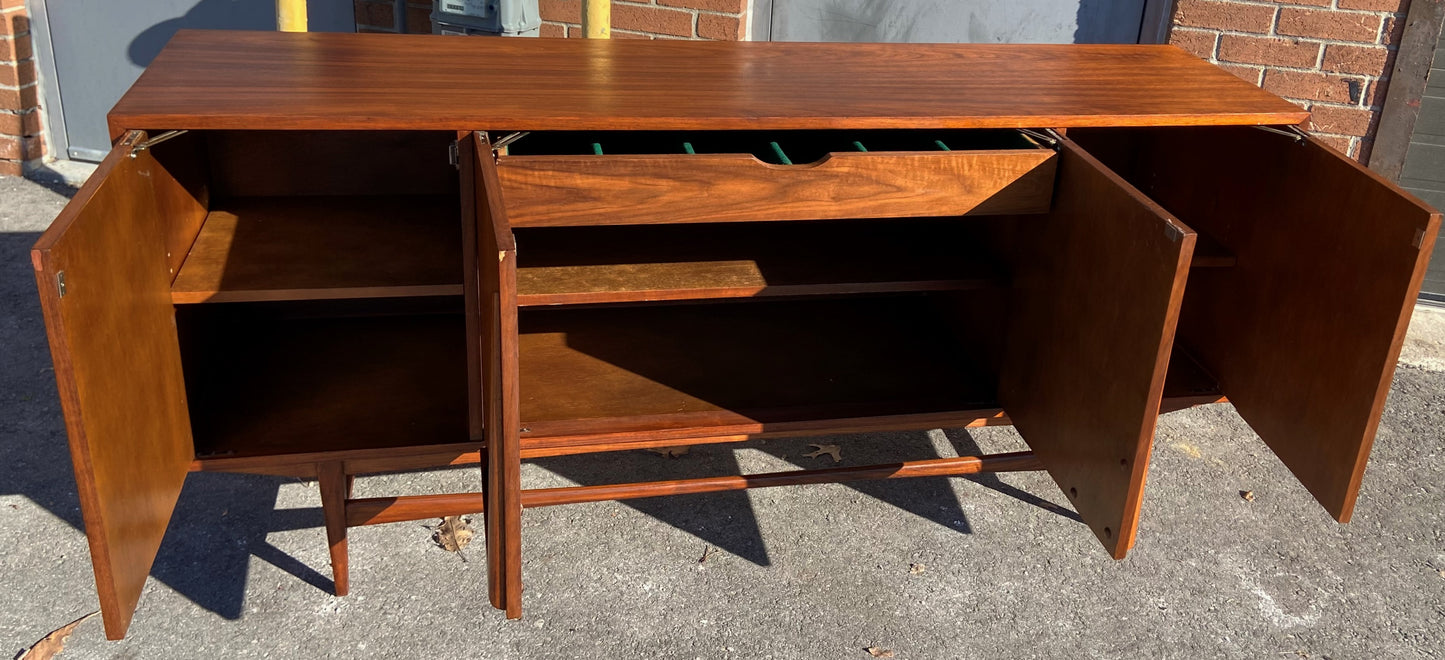 REFINISHED Mid Century Modern Walnut Sideboard 70", Perfect