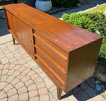 REFINISHED Mid Century Modern Walnut Sideboard, Narrow, Perfect 4
