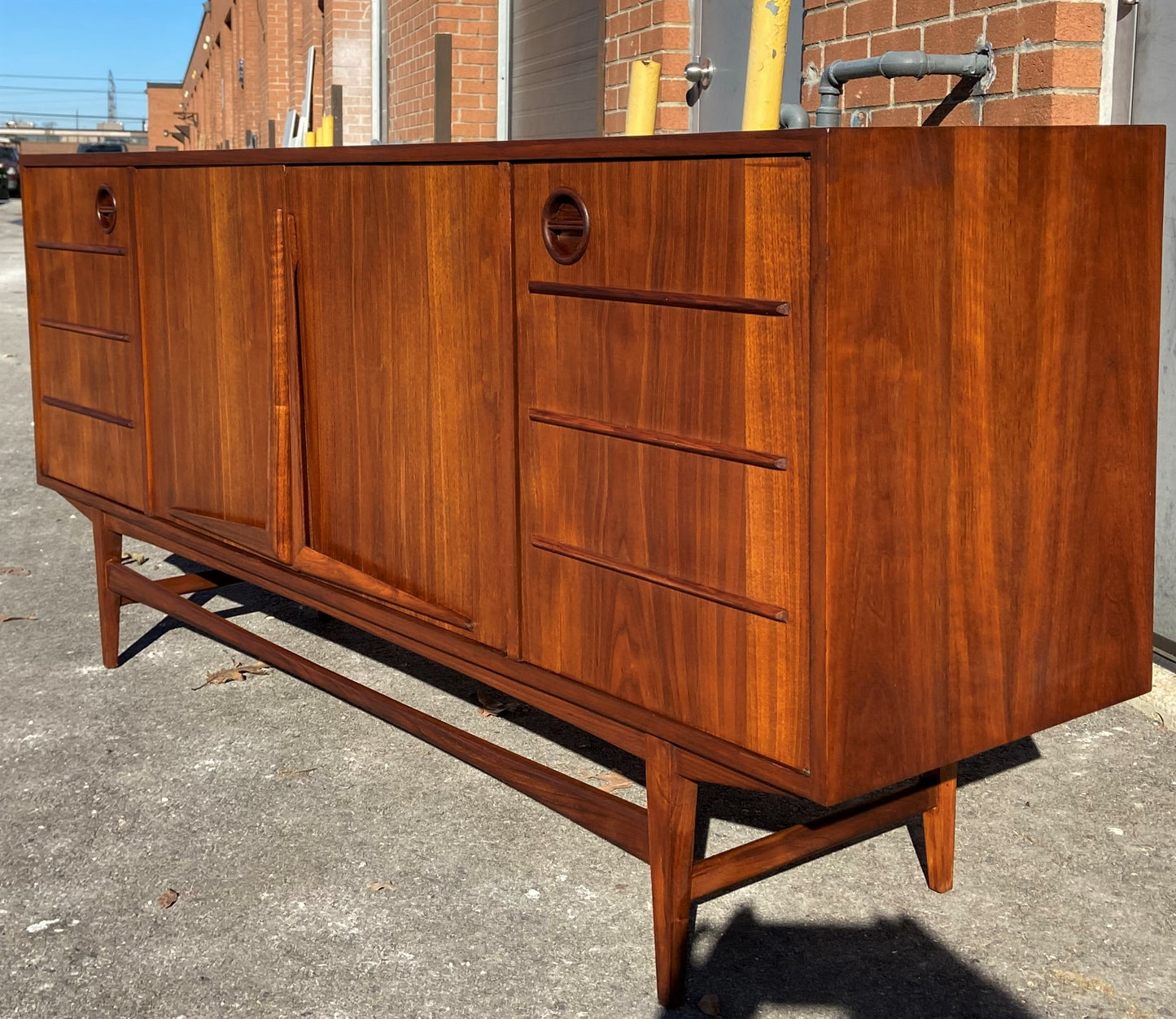 REFINISHED Mid Century Modern Walnut Sideboard 70", Perfect