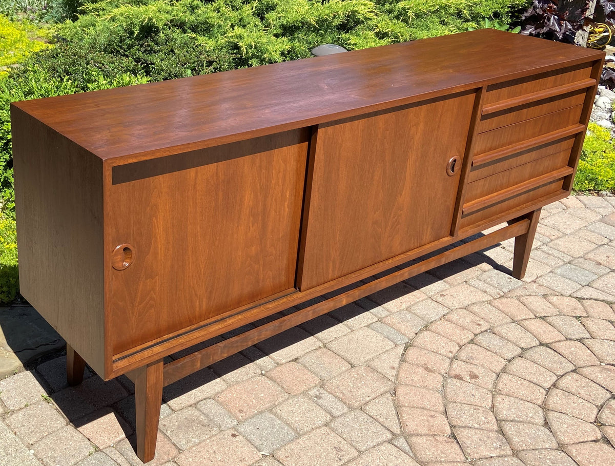 REFINISHED Mid Century Modern Walnut Sideboard, Narrow, Perfect