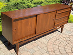 REFINISHED Mid Century Modern Walnut Sideboard, Narrow, Perfect 6