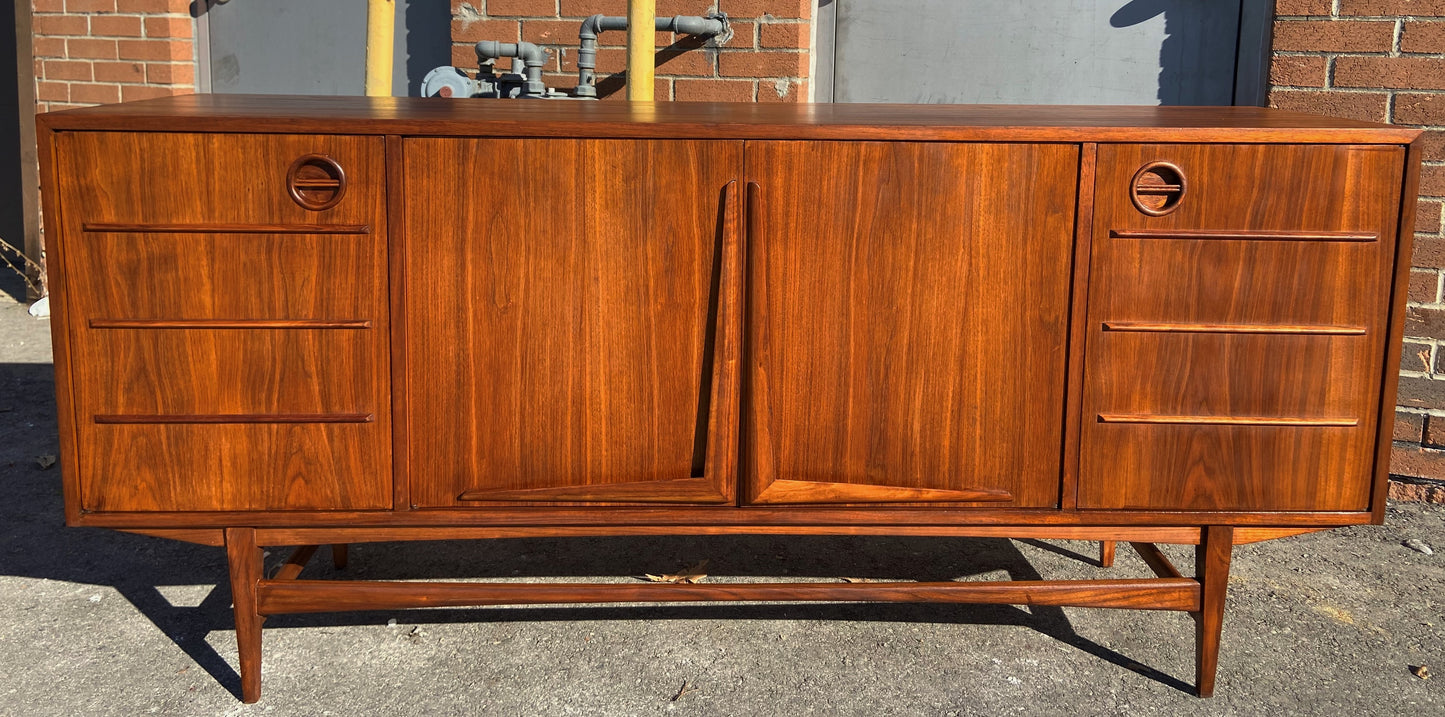 REFINISHED Mid Century Modern Walnut Sideboard 70", Perfect