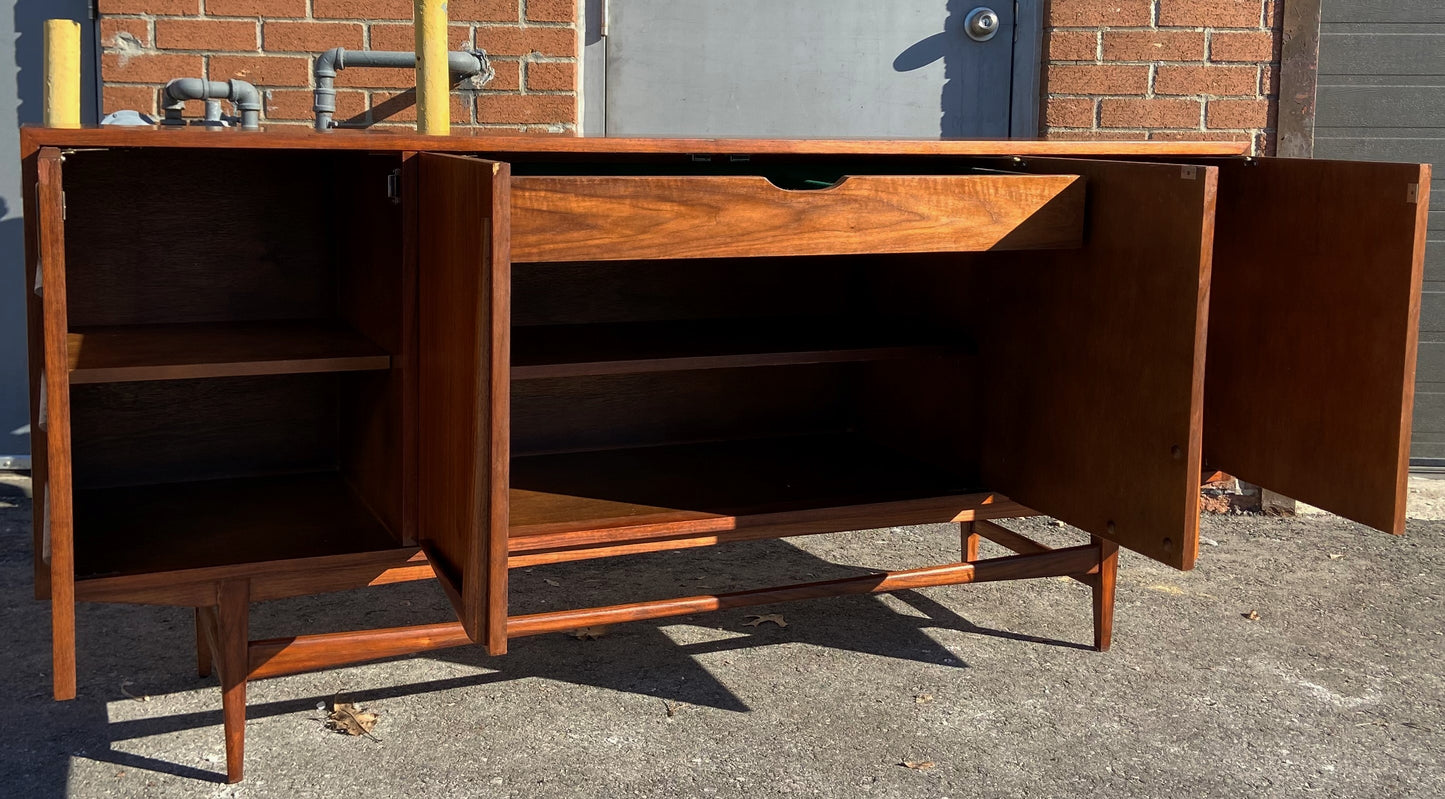 REFINISHED Mid Century Modern Walnut Sideboard 70", Perfect