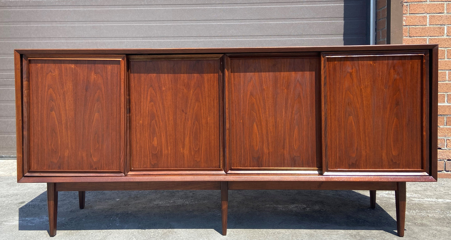 REFINISHED MCM Walnut Sideboard by Honderich 68", Perfect