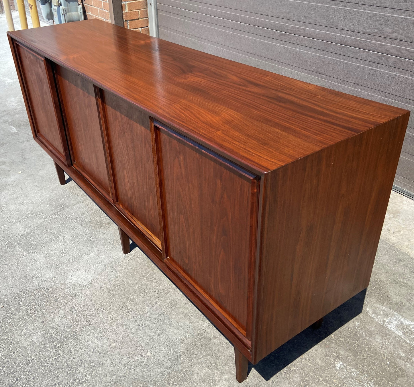 REFINISHED MCM Walnut Sideboard by Honderich 68", Perfect