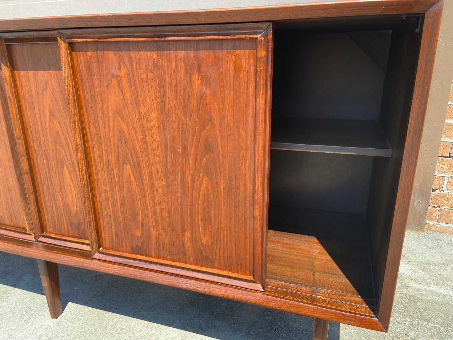 REFINISHED MCM Walnut Sideboard by Honderich 68", Perfect