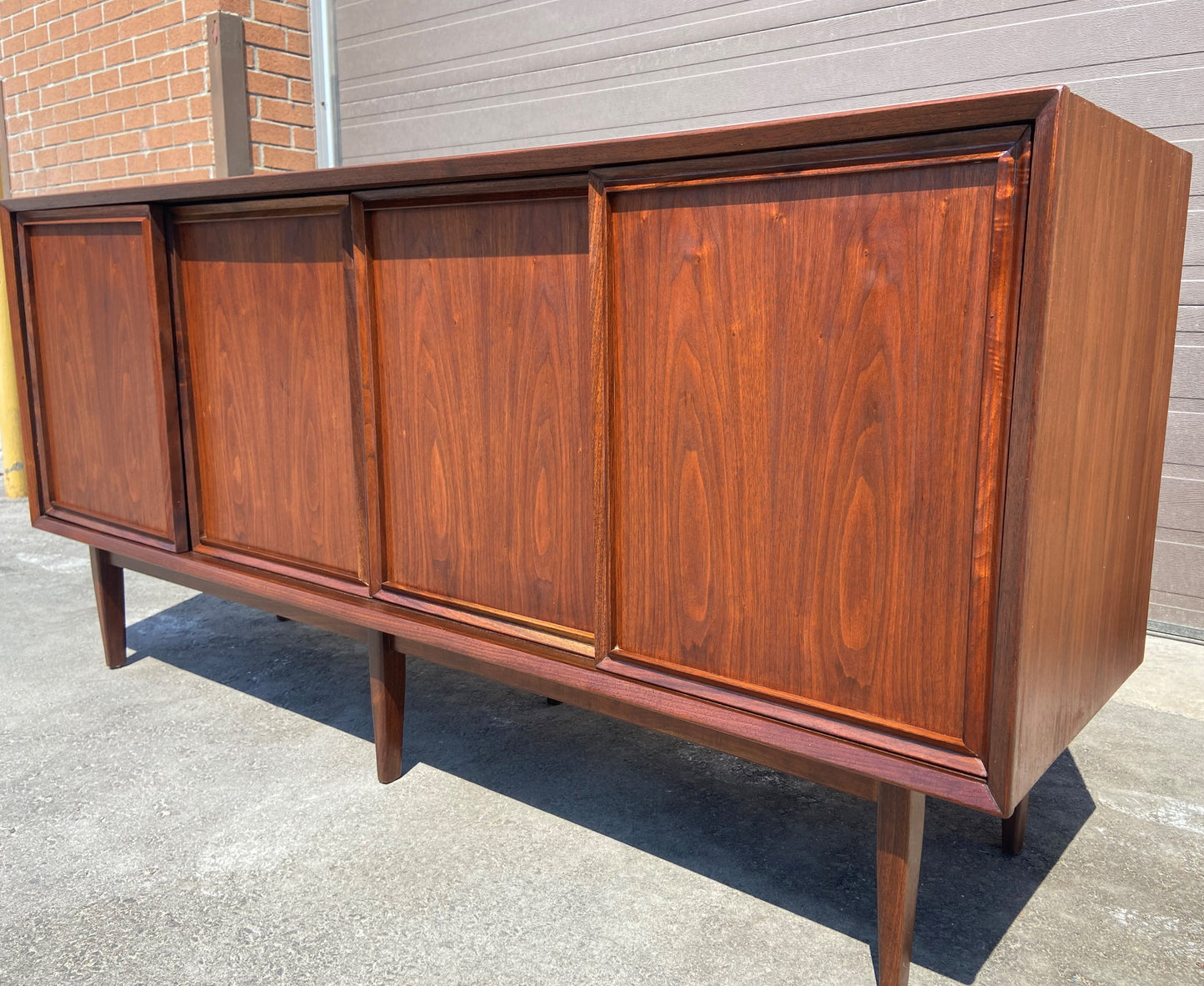 REFINISHED MCM Walnut Sideboard by Honderich 68", Perfect