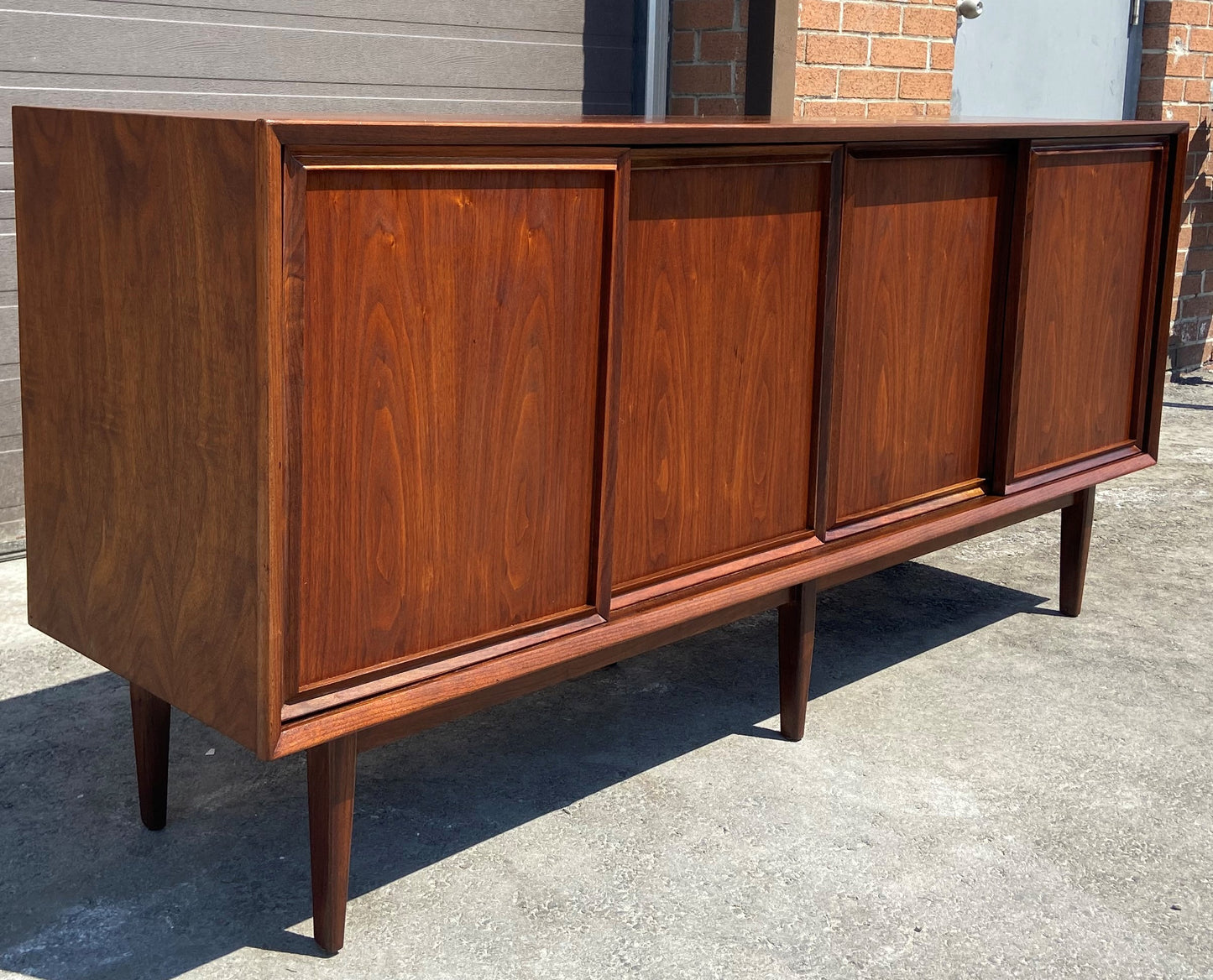 REFINISHED MCM Walnut Sideboard by Honderich 68", Perfect