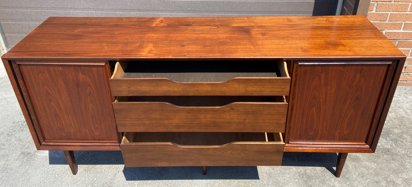 REFINISHED MCM Walnut Sideboard by Honderich 68", Perfect