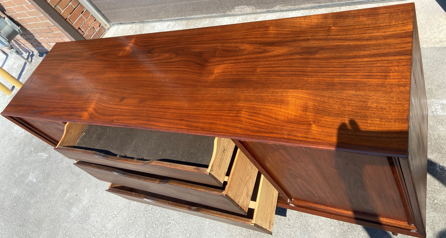 REFINISHED MCM Walnut Sideboard by Honderich 68", Perfect