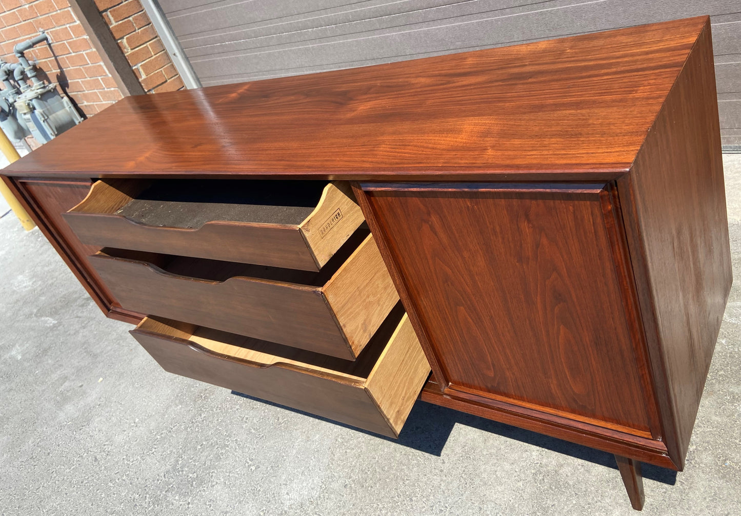 REFINISHED MCM Walnut Sideboard by Honderich 68", Perfect