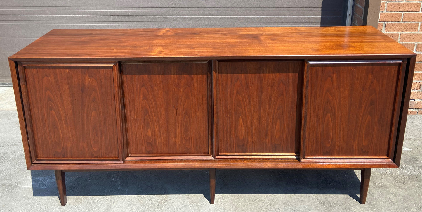 REFINISHED MCM Walnut Sideboard by Honderich 68", Perfect