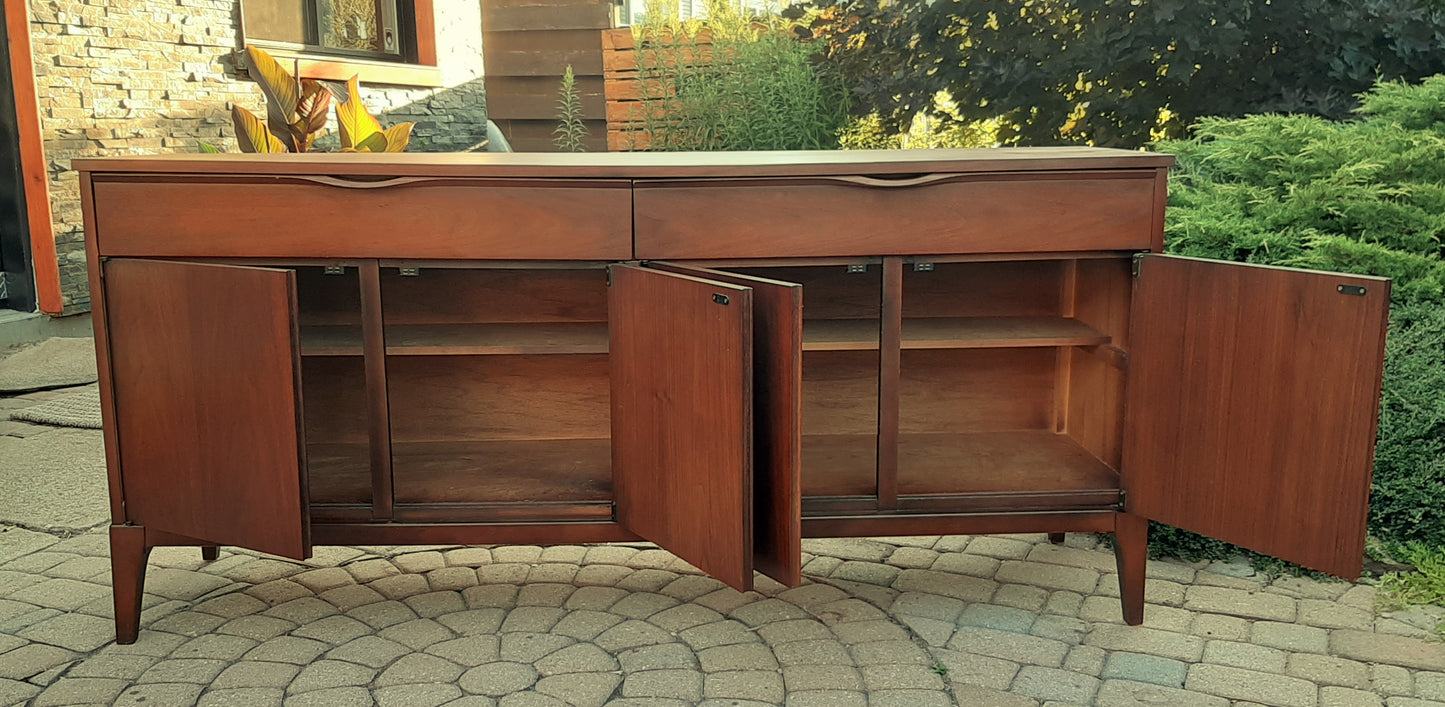 RESTORED MCM Walnut Sideboard Credenza by Kaufman 66.5", Mint