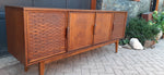 REFINISHED MCM Walnut Credenza Sideboard with woven doors 6ft 7