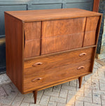 REFINISHED Mid Century Modern Walnut Tallboy w 4 drawers 2