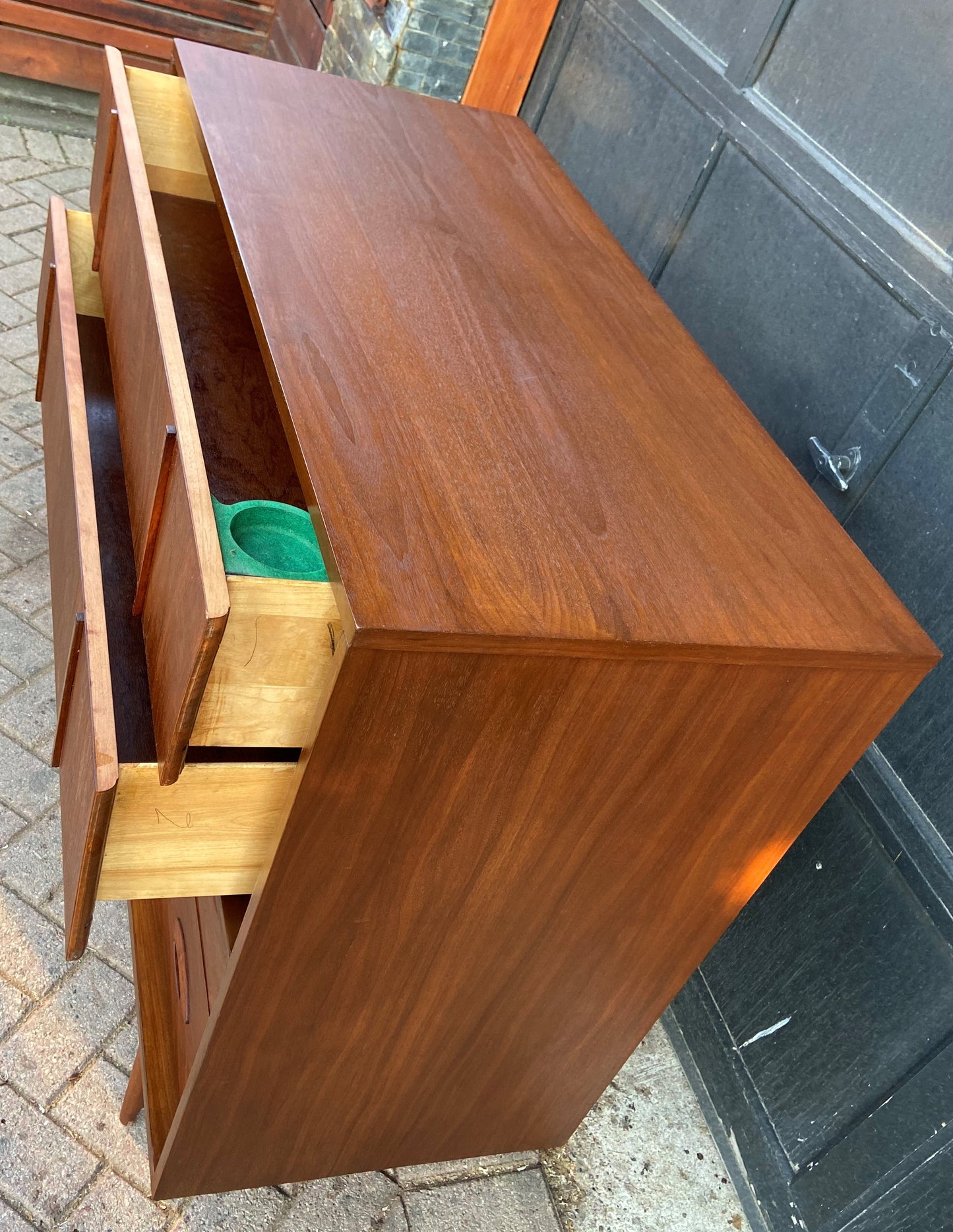 REFINISHED Mid Century Modern Walnut Tallboy w 4 drawers