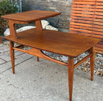 REFINISHED MCM Walnut Two Tier End Table, PERFECT 1