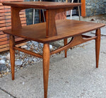REFINISHED MCM Walnut Two Tier End Table, PERFECT 3
