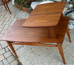 REFINISHED MCM Walnut Two Tier End Table, PERFECT 7