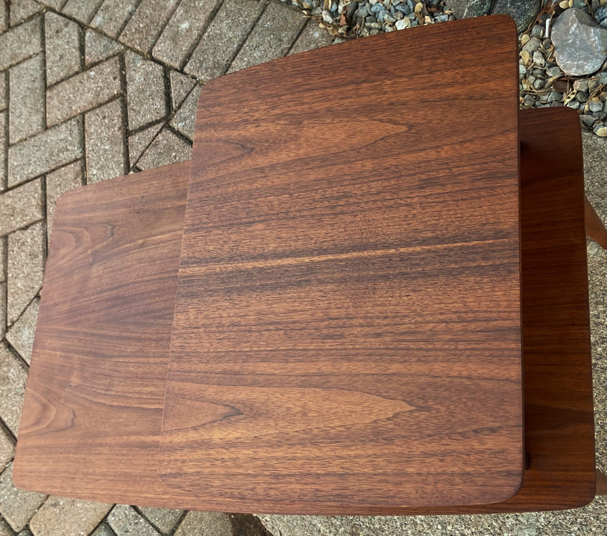 REFINISHED MCM Walnut Two Tier End Table, PERFECT