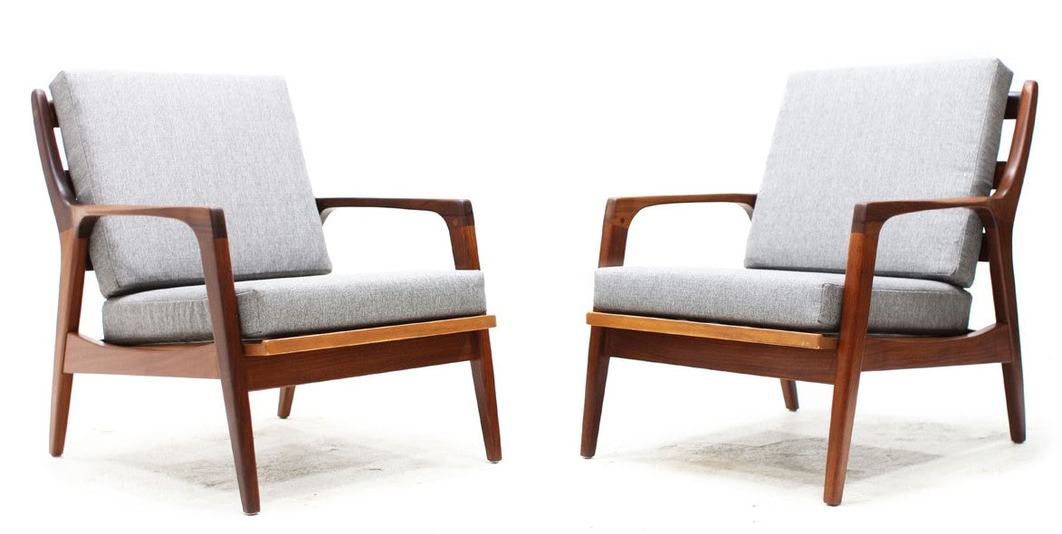 A pair MCM Teak Lounge Chairs by J.Kuypers will be REFINISHED REUPHOLSTERED