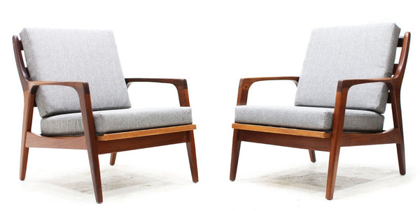 A pair MCM Teak Lounge Chairs by J.Kuypers will be REFINISHED REUPHOLSTERED
