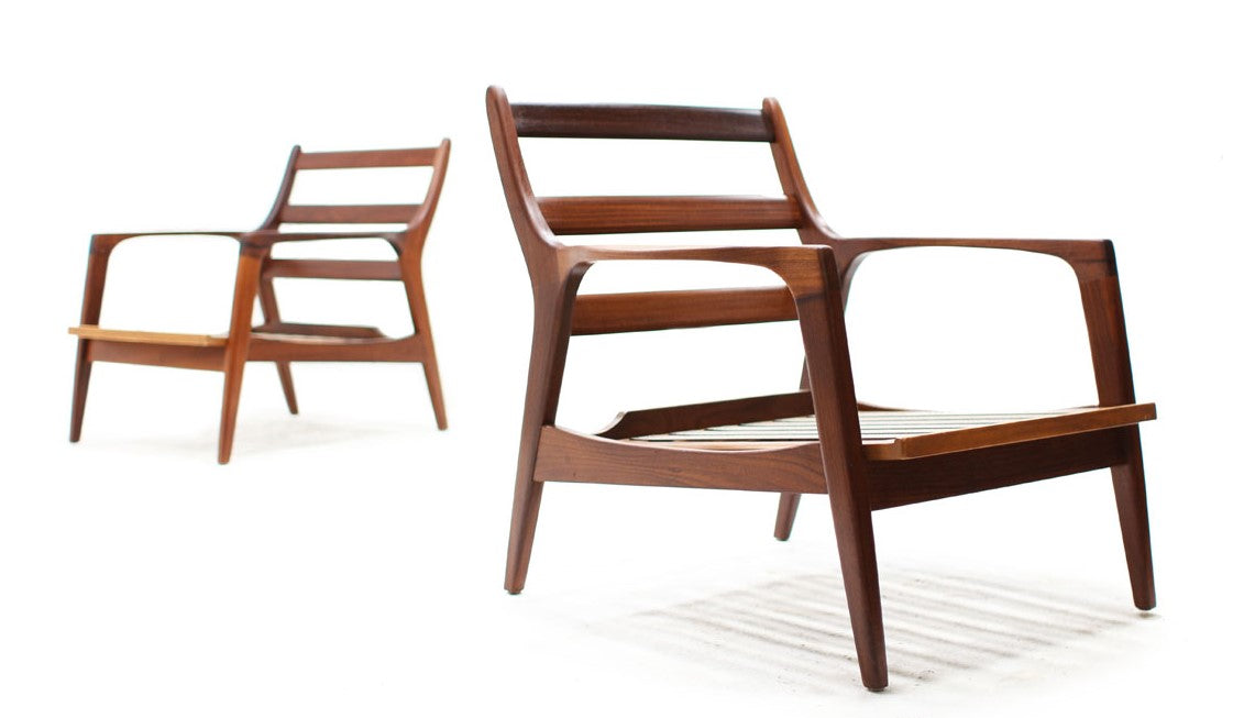 A pair MCM Teak Lounge Chairs by J.Kuypers will be REFINISHED REUPHOLSTERED