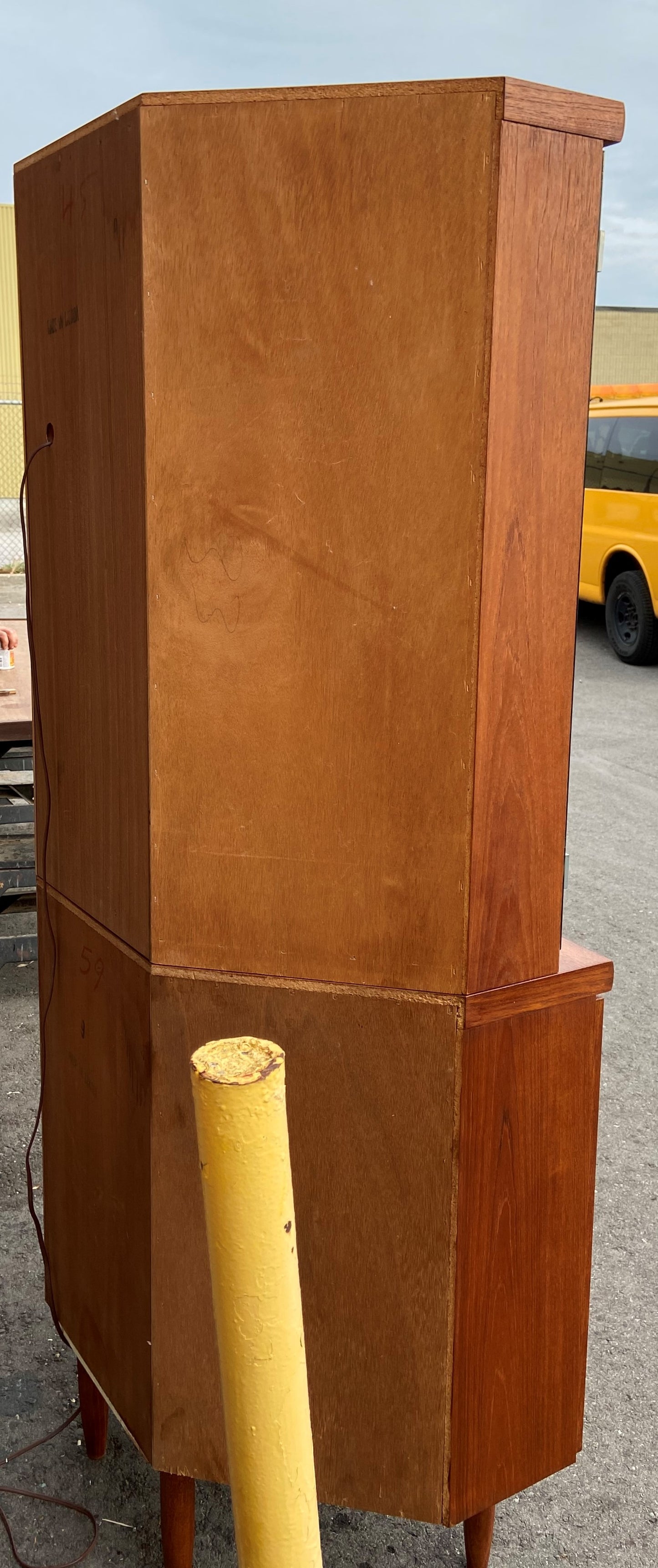 REFINISHED Mid Century Modern Teak Corner Cabinet w Lighting (2 parts), Perfect