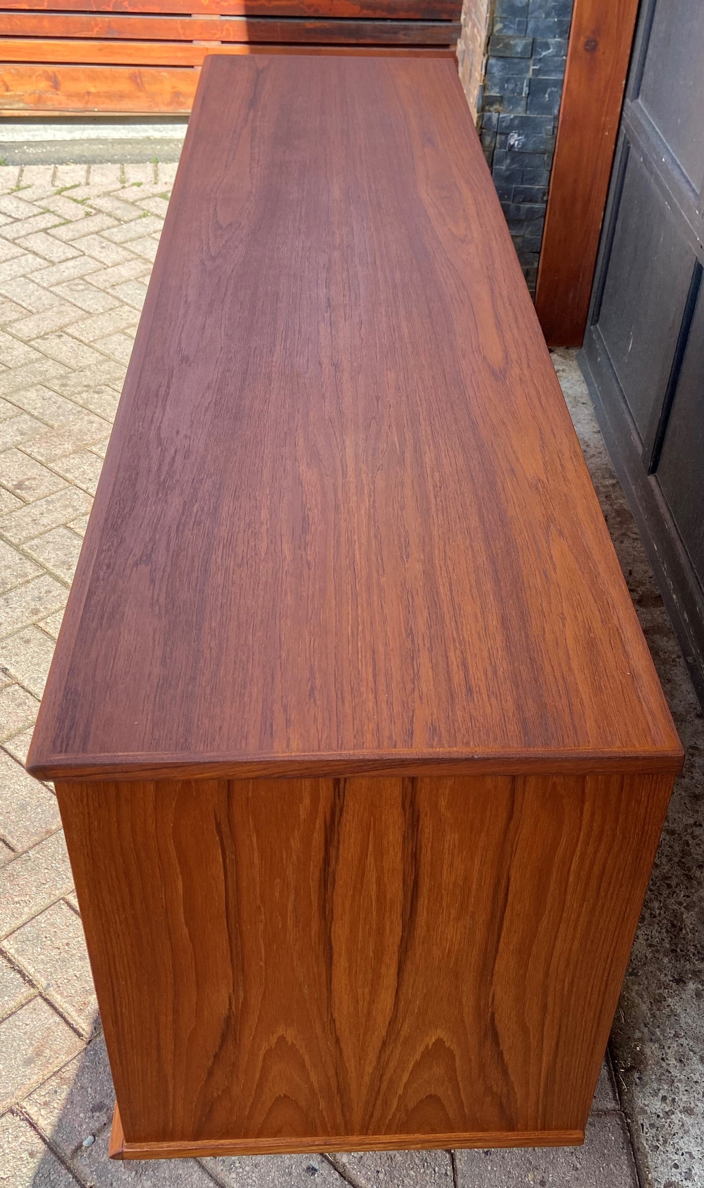 REFINISHED Danish Mid Century Modern Teak Sideboard, 71" perfect