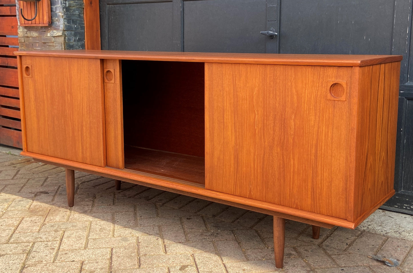 REFINISHED Danish Mid Century Modern Teak Sideboard, 71" perfect