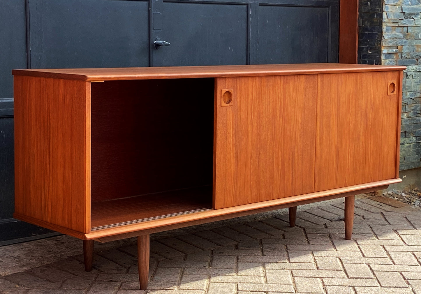 REFINISHED Danish Mid Century Modern Teak Sideboard, 71" perfect