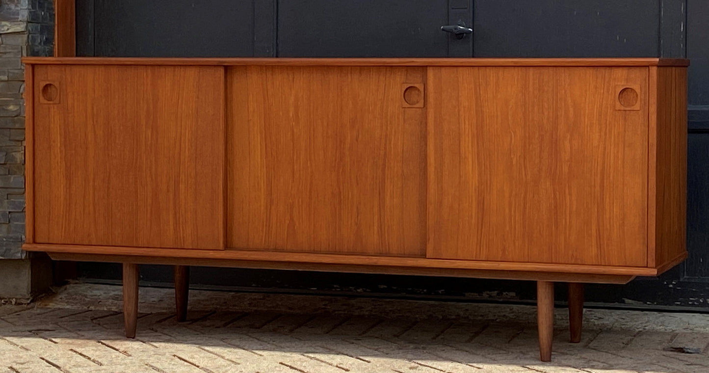 REFINISHED Danish Mid Century Modern Teak Sideboard, 71" perfect