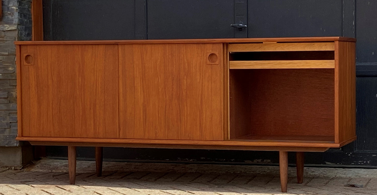 REFINISHED Danish Mid Century Modern Teak Sideboard, 71" perfect