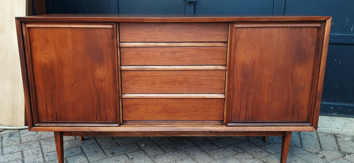 REFINISHED  MCM Walnut Sideboard Buffet 56.5" by Honderich , PERFECT