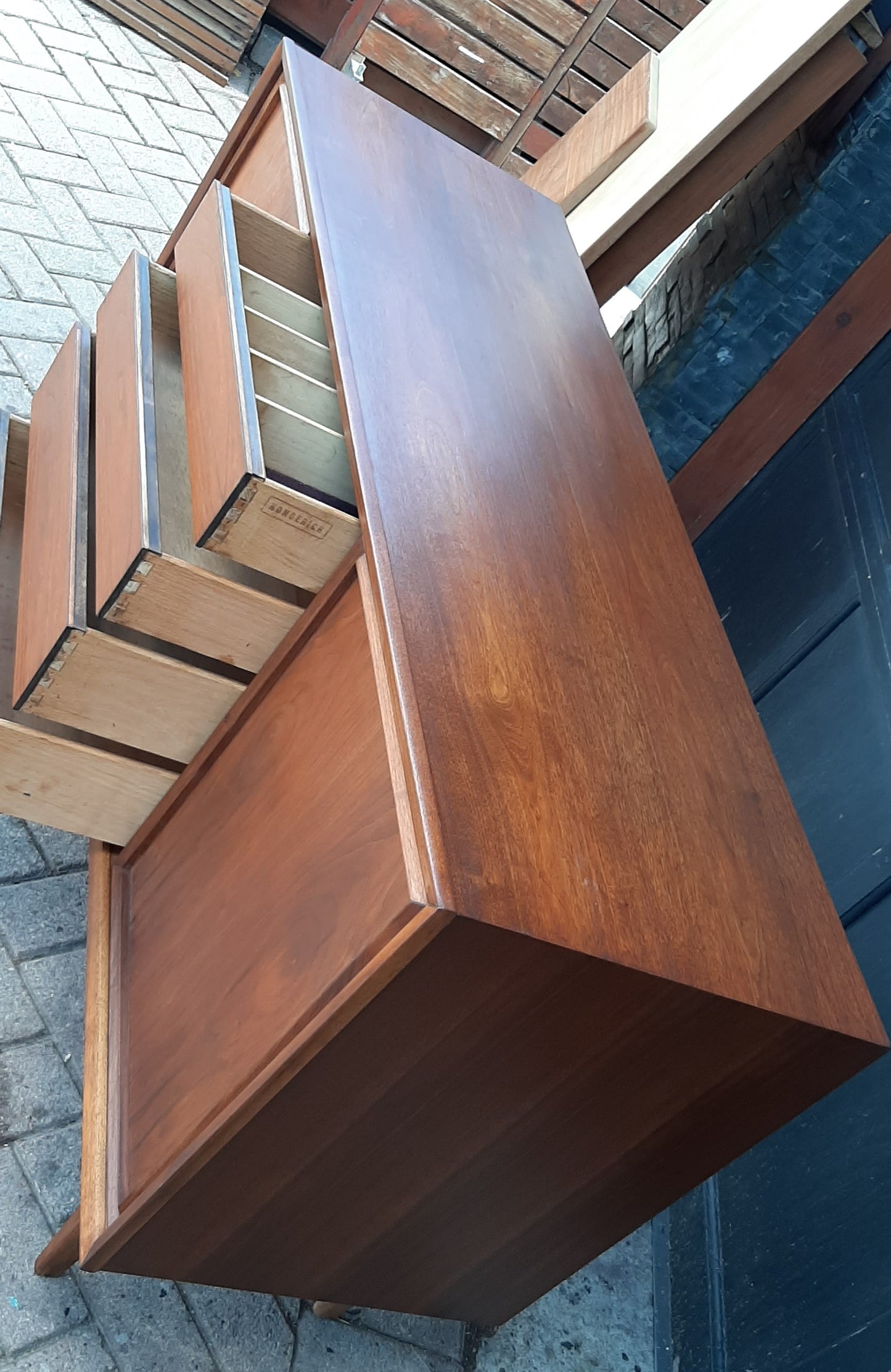 REFINISHED  MCM Walnut Sideboard Buffet 56.5" by Honderich , PERFECT