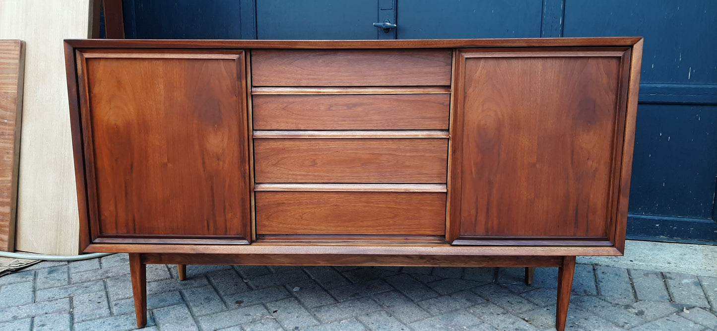 REFINISHED  MCM Walnut Sideboard Buffet 56.5" by Honderich , PERFECT