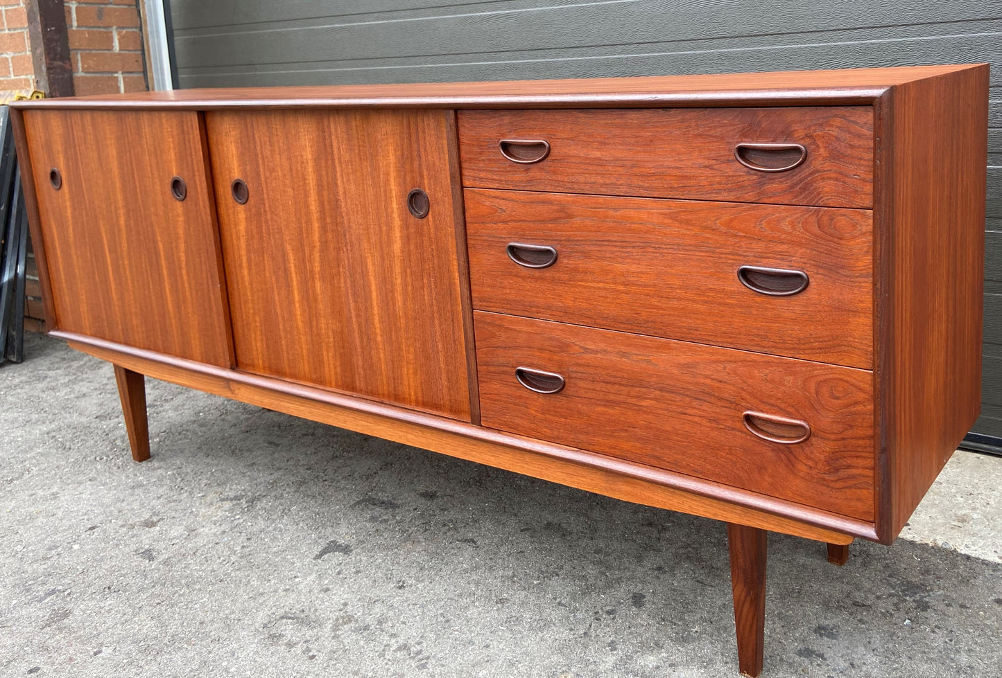 REFINISHED Mid Century Modern Teak Sideboard 6 ft, Perfect