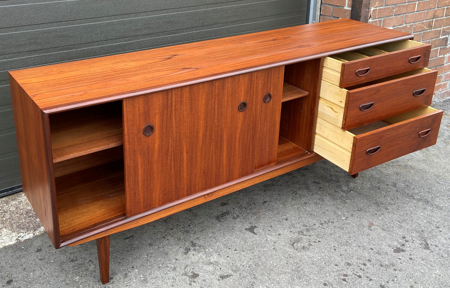 REFINISHED Mid Century Modern Teak Sideboard 6 ft, Perfect