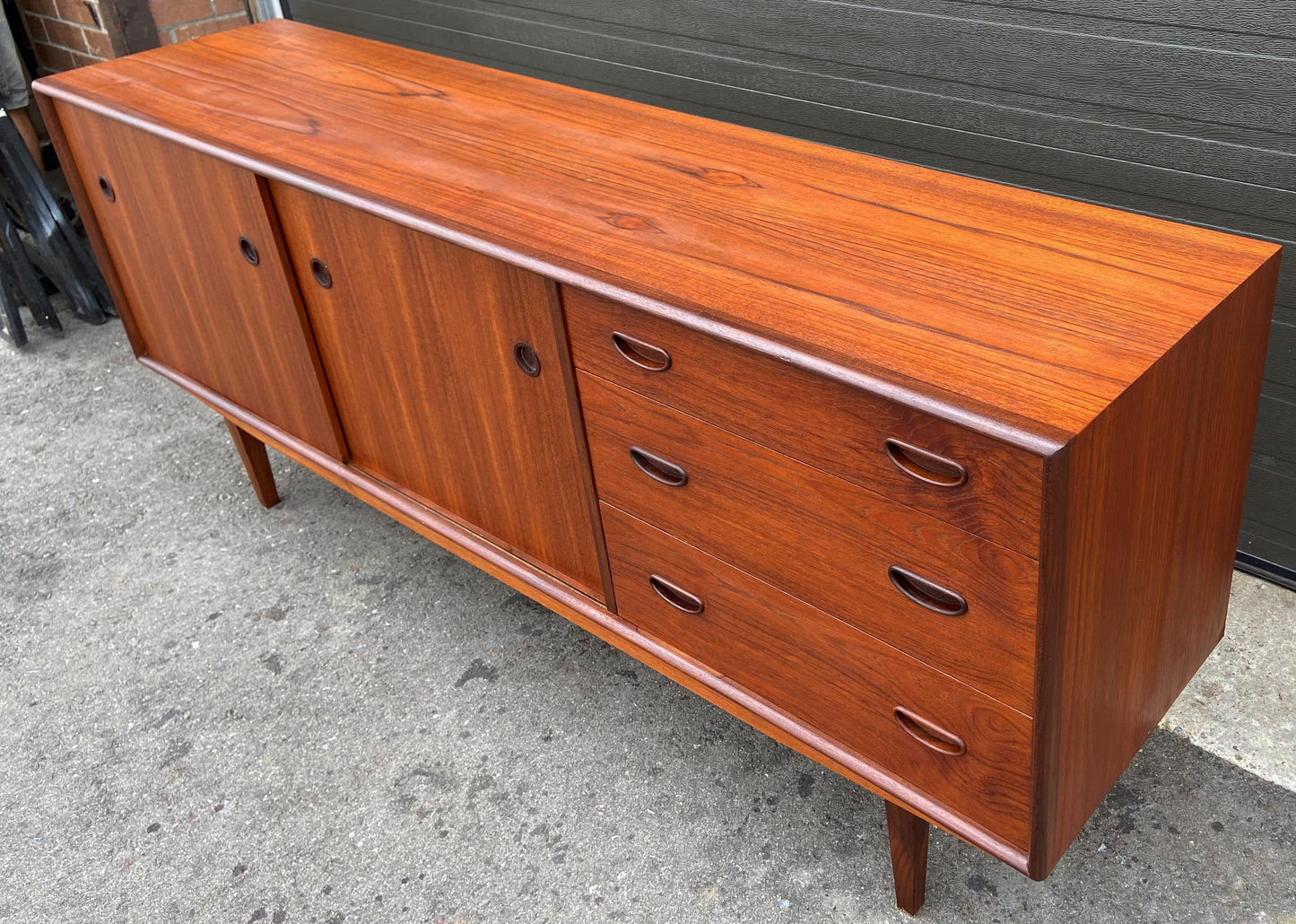 REFINISHED Mid Century Modern Teak Sideboard 6 ft, Perfect