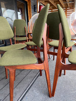 6 REFINISHED MCM Teak chairs by Brødrene Sørheim in Maharam wool upholstery, Norway, Perfect 6