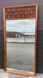REFINISHED Mid Century Modern Brutalist large walnut mirror, PERFECT 3