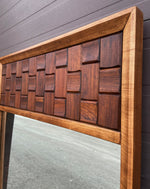 REFINISHED Mid Century Modern Brutalist large walnut mirror, PERFECT 1
