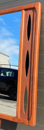 REFINISHED Mid Century Modern sculptural large walnut mirror, PERFECT 1