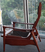 REFINISHED MCM High Back Lounge Chair Reclining, perfect- cushions will be CUSTOM made just for you 9