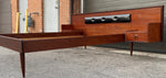 REFINISHED Mid Century Modern Teak Platform Bed w floating nightstands Double 2